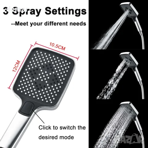 Комплект квадратни релси за душ SonTiy, XXL глава и комплект маркучи, снимка 6 - Душове - 47743222