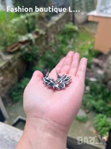 Розови обици с блестящи камъчета много нежни и красиви 🌸, снимка 6 - Обеци - 52378084