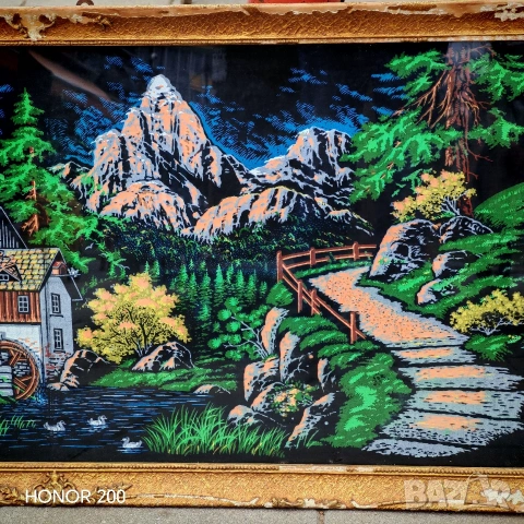 Картина, ръчно рисувана върху ситно черно кадифе. , снимка 6 - Декорация за дома - 53917455