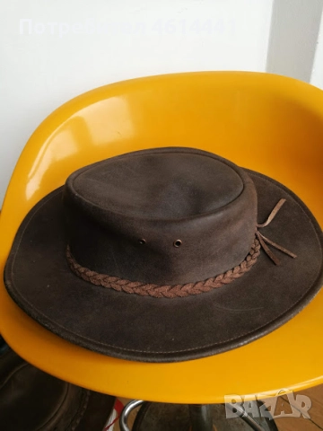 Каубойска шапка от естествена дебела кожа , снимка 4 - Шапки - 52183739