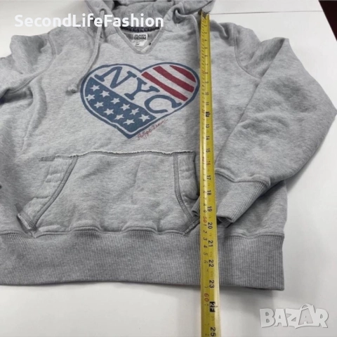 Дамски суитшърт Tommy Hilfiger с качулка, размер M американско знаме сив, снимка 4 - Суичъри - 52505639