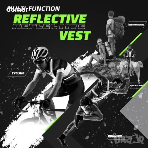 LED Светлоотразителна жилетка LuTuo, с регулируема талия/рамо, снимка 6 - Други спортове - 42809611