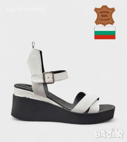 Дамски кожени сандали на платформа бели 20616-1465 white