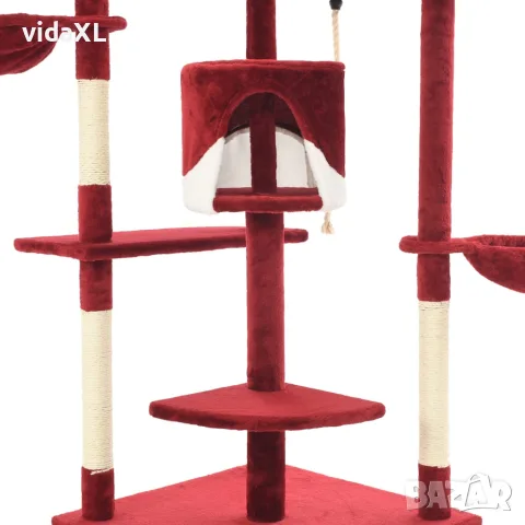 vidaXL Котешко дърво със сизалени стълбове, 203 см, червено и бяло, снимка 5 - За котки - 56146228