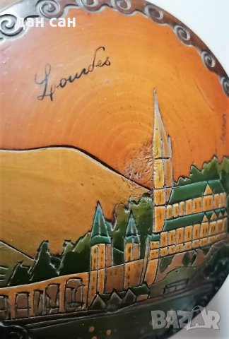 ретро стругована пирографирана рисувана кутия Лурд Франция, снимка 4 - Антикварни и старинни предмети - 35137816