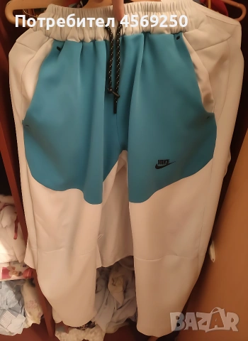 Nike tech fleece мъжки панталон, оригинален, без забележки. Размер М, синьо/бял., снимка 3 - Панталони - 53965558