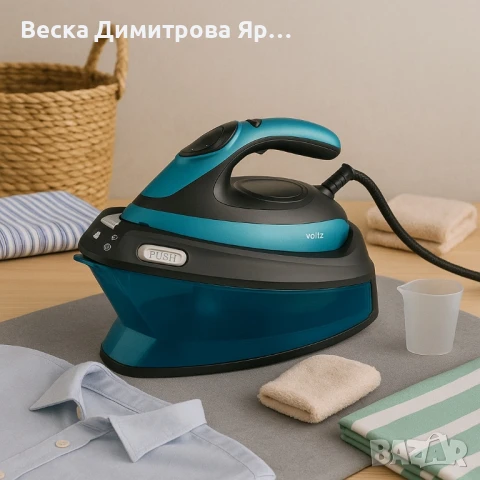 Ютия с Парогенератор Voltz OV51052A, 3200W, 1500мл., Керам. плоча, LED дисплей, Зелен спрей, снимка 2 - Ютии - 50759008