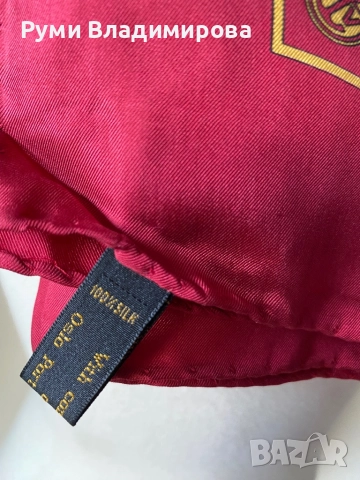 Червен копринен шал, снимка 4 - Шалове - 52638160