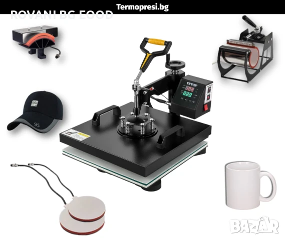 Комбинирана Термопреса 5 в 1 VEVOR (38×38см) за Тениски, Чаши, Шапки и Чинии
