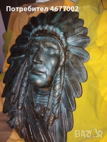 Красива статуетка на индианец, снимка 3 - Антикварни и старинни предмети - 52816370