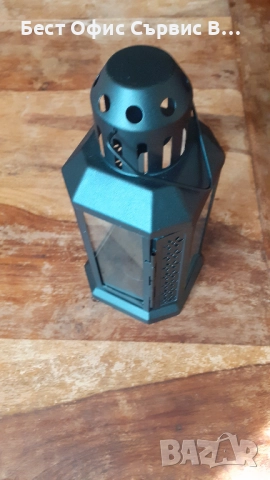 фенер метален ретро антикварен, за свещ кандило или други прахово боядисан в черен цвят, снимка 2 - Други - 52567623