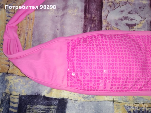 Ново! Страхотен розов бански с пайети размер С, снимка 6 - Бански костюми - 37092541