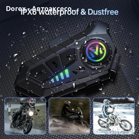 Bluetooth слушалка за моторна каска с интерком и шумопотискане, снимка 12 - Аксесоари и консумативи - 53901333