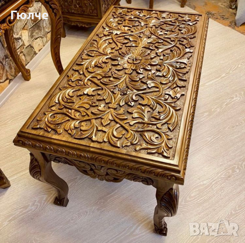 Барокова холна маса със дърворезба от орех , снимка 4 - Маси - 44762870