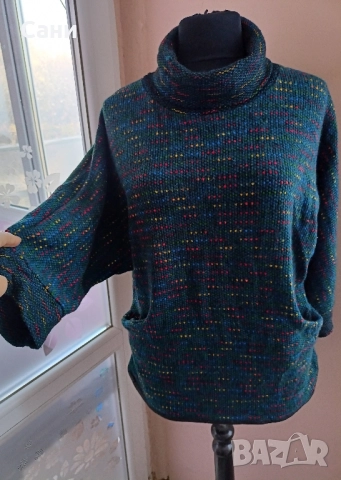  Шарен пуловер, снимка 2 - Блузи с дълъг ръкав и пуловери - 48198689