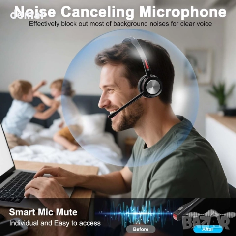 Beebang Bluetooth слушалки с микрофон,бутон за изключване на микрофона, снимка 2 - Bluetooth слушалки - 51689547