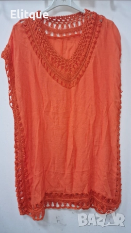 Лятна туника в свободна кройка, подходяща и за плажа, универсален размер. Дължина-85см;Ширина-60см., снимка 4 - Туники - 52894995