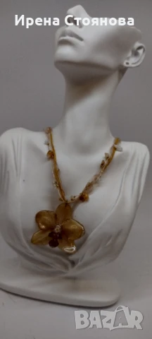 Колие с естествен цвят на орхидея. Дължината е максимално 30 см, цвета е с размери 5/5,5 см., снимка 10 - Колиета, медальони, синджири - 51093150