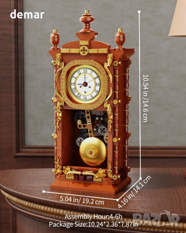 Комплект строителни блокчета - винтидж часовник с махало, функция за истински часовник, 751 части, снимка 7 - Образователни игри - 52303748