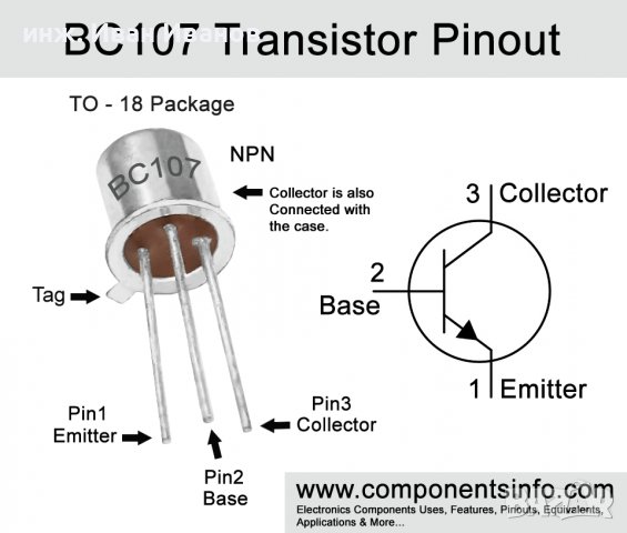 PHILIPS BC107B 45V 0.1A 0.3W NPN Transistor , снимка 2 - Друга електроника - 38105386