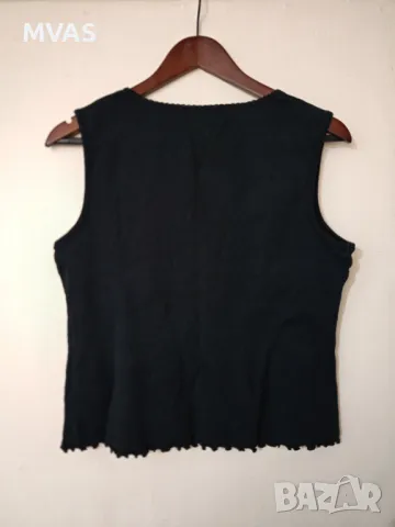 Черен топ потник фина плетка L размер , снимка 2 - Потници - 49755469