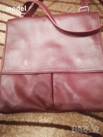Дамска чанта естествена кожа Vera Pelle цвят бордо , снимка 2 - Чанти - 34262328