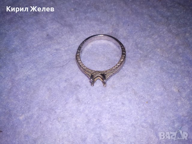 ГОДЕЖЕН СРЕБЪРЕН ПРЪСТЕН СРЕБРО 925 с БЯЛА ПОЗЛАТА и ЦИРКОНЧЕТА с ГНЕЗДО за ВГРАЖДАНЕ на КАМЪК 36475, снимка 7 - Пръстени - 39643113