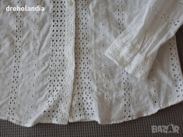 Бяла риза от памучна дантела– M  , снимка 4 - Ризи - 51735977