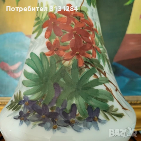 Античная рядка опалинова ваза рьчна рисувани Франция, снимка 5 - Други ценни предмети - 50699808