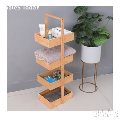 Етажерка, Бамбуков стелаж с 4 рафта, снимка 5 - Етажерки - 42682866