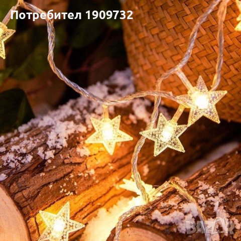 Коледни LED лампички със зездички, снимка 3 - Лед осветление - 42891007