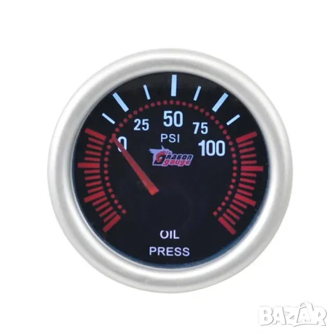 Уред за налягане на маслото 0-100 PSI 52 mm с двуцветно осветление