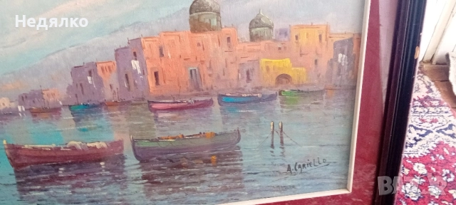 Стара картина,масло на платно,голяма,красива, снимка 7 - Антикварни и старинни предмети - 51482581