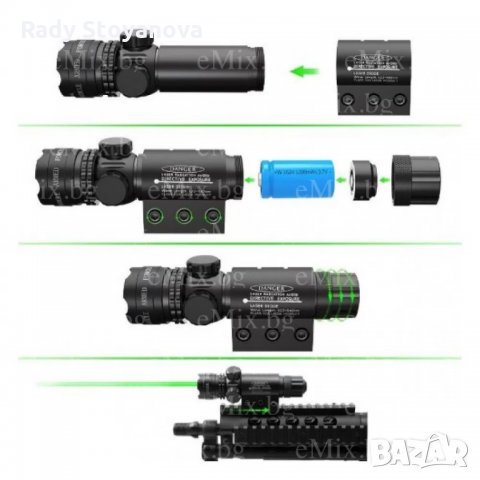 ЛАЗЕРЕН ПРИЦЕЛ ЗА ПИСТОЛЕТ ИЛИ ПУШКА - GREEN, снимка 2 - Оборудване и аксесоари за оръжия - 34204916
