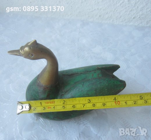 патка бронз и дърво, антика птица, снимка 7 - Статуетки - 40211635