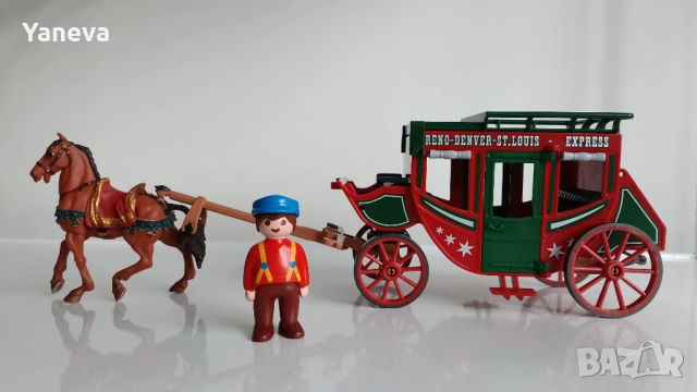 Playmobil Western" ,  дилижанс, теглен от кон, с надпис "RENO-DENVER-ST.LOUIS EXPRESS".  , снимка 3 - Коли, камиони, мотори, писти - 52987308