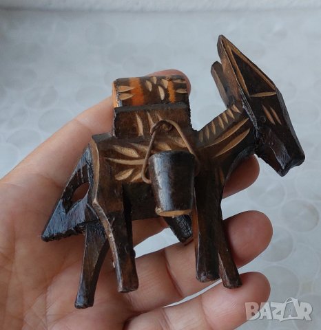 стара дървена фигура дърворезба дървено магаре с буре, снимка 4 - Статуетки - 28884142