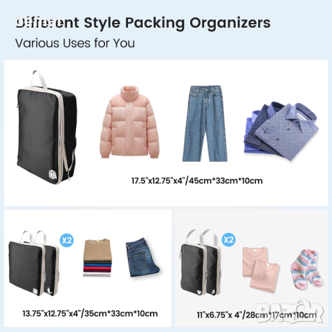 3 броя опаковъчни чанти-органайзери за куфари, водоустойчиви, компресионни, снимка 4 - Куфари - 44569648
