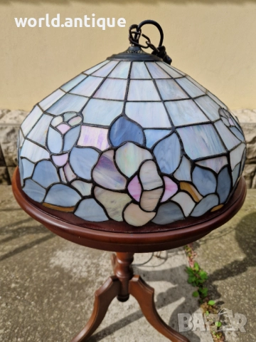 Прекрасна антикварна таванна лампа Тифани , снимка 5 - Лампи за таван - 52139098