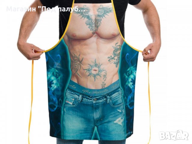 Нова мъжка забавна готварска престилка Тату, снимка 3 - Подаръци за мъже - 30152733