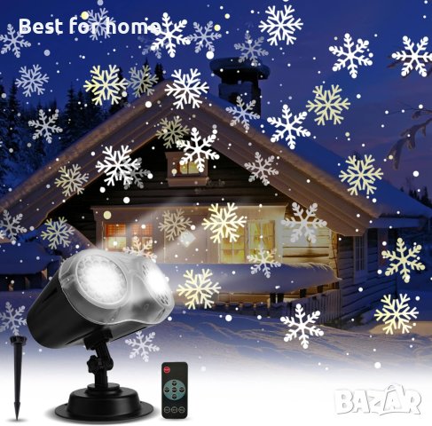ROVLAK Коледна вътрешна и външна лампа за проектор снежинка за коледни партита, с дистанционно, снимка 6 - Други - 42638993