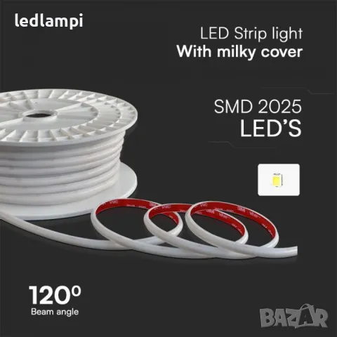 LED лента COB 220V IP65 286LED Студено Бяла Светлина 50m/ролка, снимка 2 - Лед осветление - 48282357