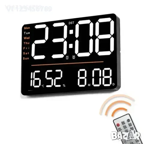 LED стенен часовник X6636 с време,седмица,температура,влажност+дистанц, снимка 4 - Стенни часовници - 50669519