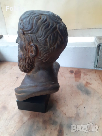 Страхотен стар гипсов патиниран бюст на Платон - реплика, снимка 4 - Антикварни и старинни предмети - 54031397