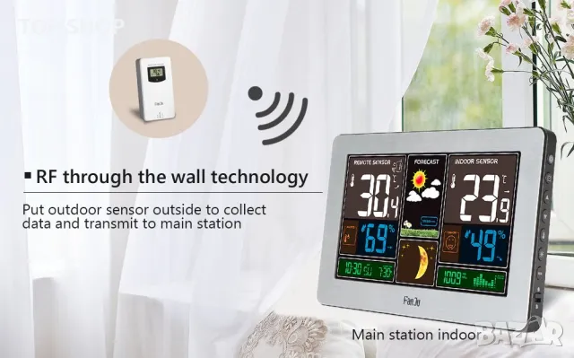 Безжична метеорологична станция FanJu FJ3378 с функция аларма и температура/влажност/барометър/будил, снимка 11 - Детски - 48842467