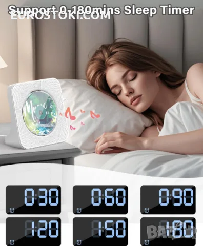 CD плейър Greadio KC-806, Bluetooth 5.0, мултифункционален CD плейър с високоговорители, FM радио, снимка 8 - MP3 и MP4 плеъри - 56134329