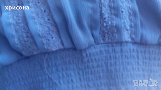 Тъмно синя ефирна блузка