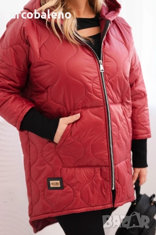 Дамско преходно яке Plus Size, ватирано с качулка, 10цвята , снимка 5 - Якета - 52951106