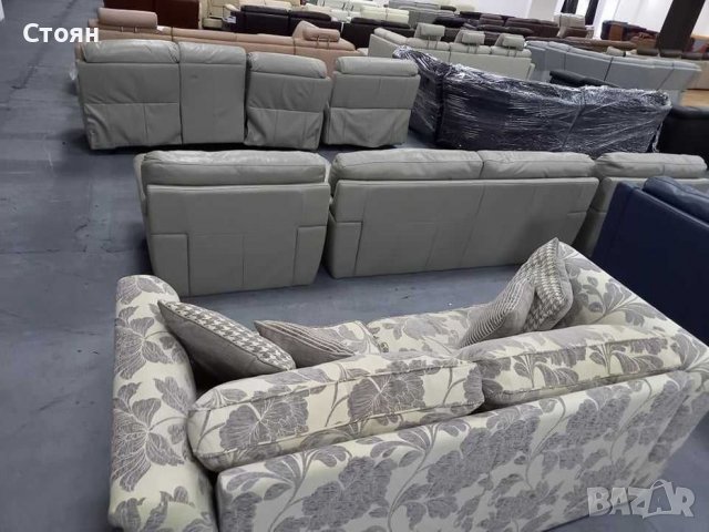 Кремав диван от плат на цветя тройка, снимка 6 - Дивани и мека мебел - 39331186