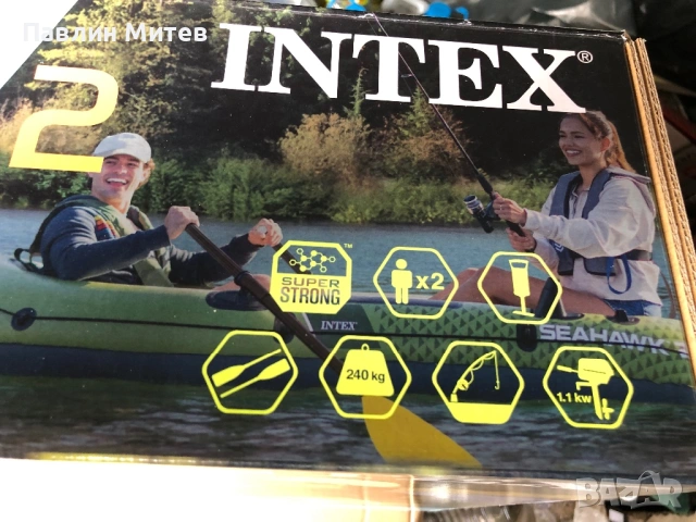 Надуваема лодка Seahawk 2 Intex, за 2 лица, размер 236×114 см, PVC, зелена, снимка 10 - Воден транспорт - 54153386